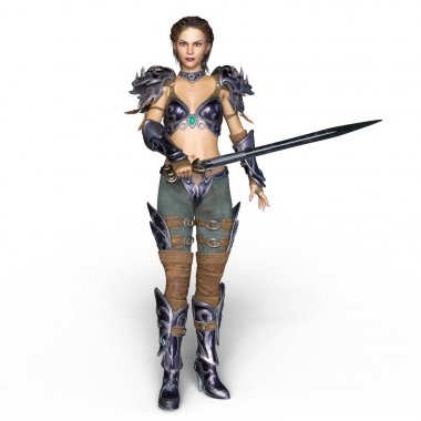 bir kadın şövalye 3d cg render