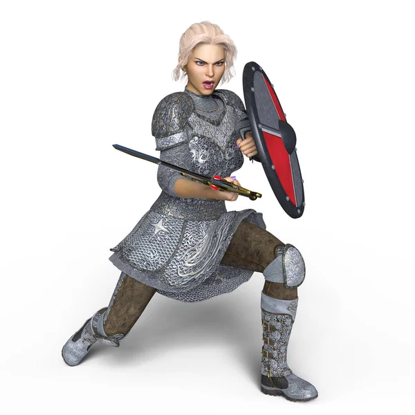 bir kadın şövalye 3d cg render