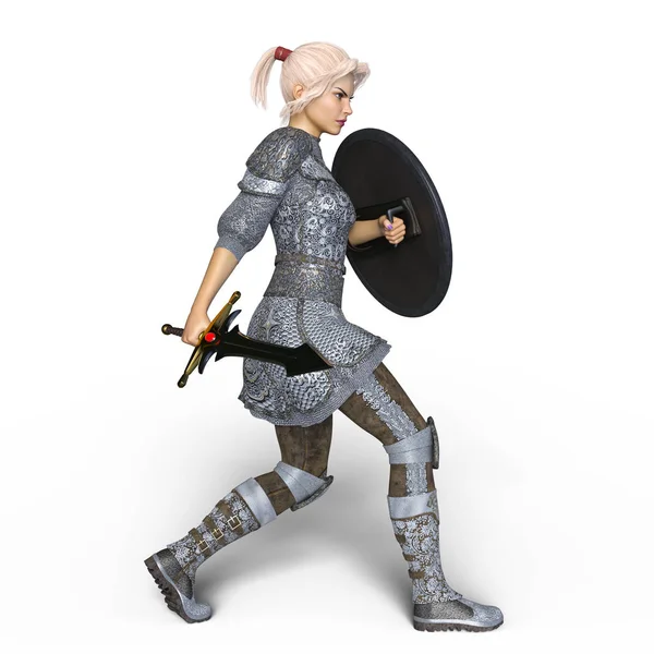 bir kadın şövalye 3d cg render