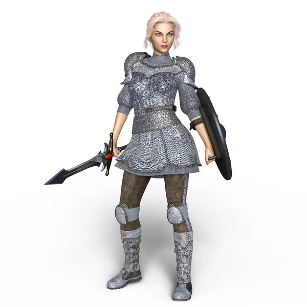 bir kadın şövalye 3d cg render