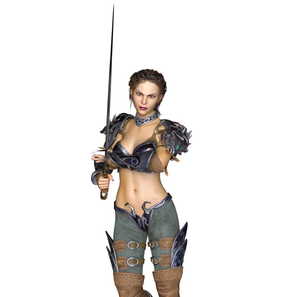 Renderowania 3D cg kobiece rycerza — Zdjęcie stockowe