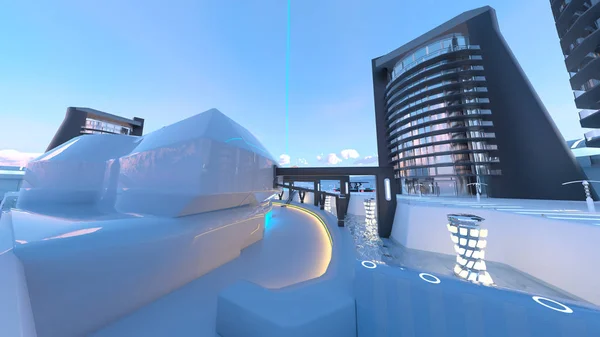 3D CG візуалізація майбутнього міста — стокове фото