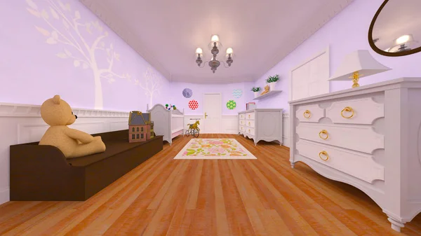 Rendering 3D CG della camera dei bambini — Foto Stock