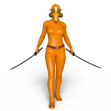 Süper kadın fencer 3d cg render