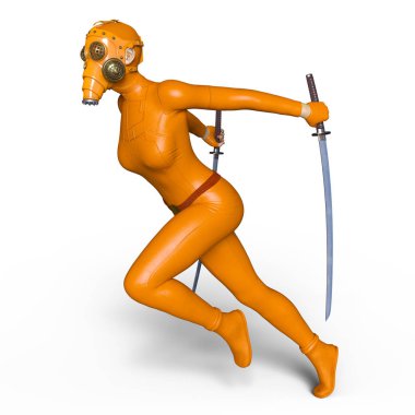 Süper kadın fencer 3d cg render