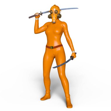 Süper kadın fencer 3d cg render