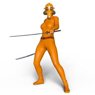 Süper kadın fencer 3d cg render