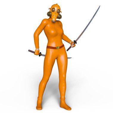 Süper kadın fencer 3d cg render