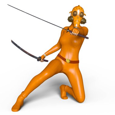 Süper kadın fencer 3d cg render