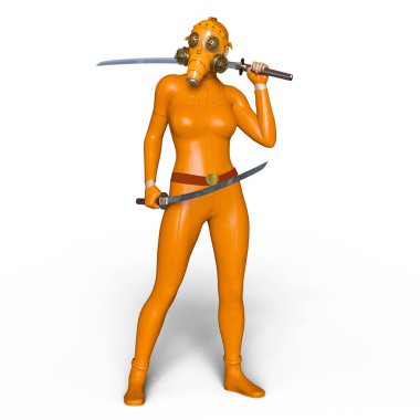 Süper kadın fencer 3d cg render