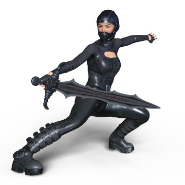 Süper kadın fencer 3d cg render