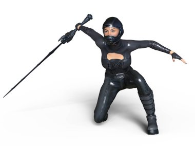 Süper kadın fencer 3d cg render