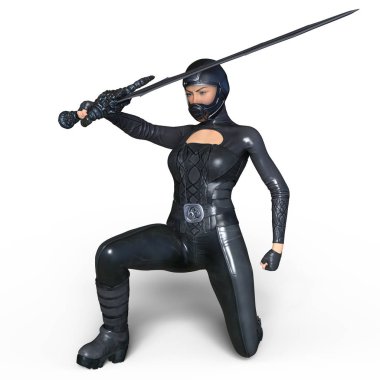 Süper kadın fencer 3d cg render