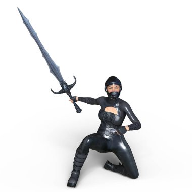 Süper kadın fencer 3d cg render