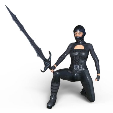 Süper kadın fencer 3d cg render