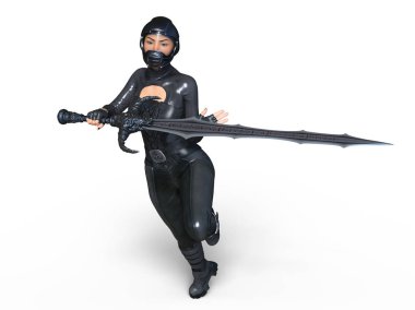 Süper kadın fencer 3d cg render