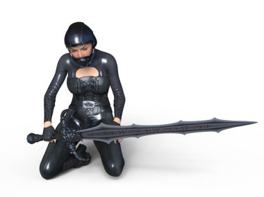 Süper kadın fencer 3d cg render