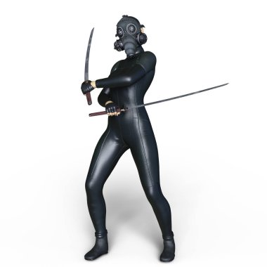 Süper kadın fencer 3d cg render