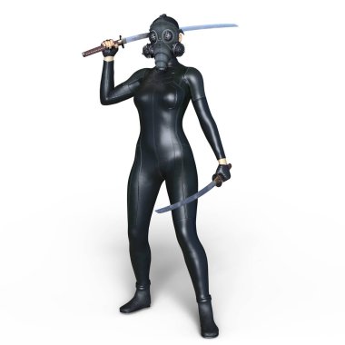 Süper kadın fencer 3d cg render