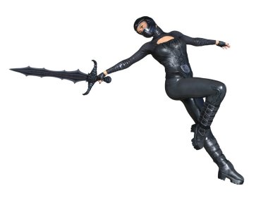 Süper kadın fencer 3d cg render