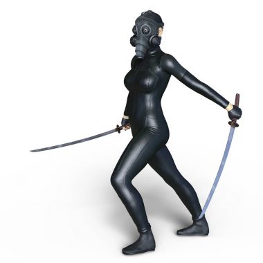 Süper kadın fencer 3d cg render