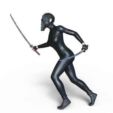 Süper kadın fencer 3d cg render