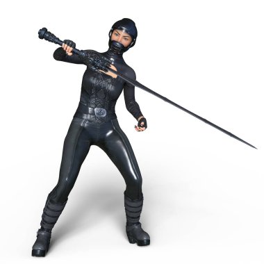 Süper kadın fencer 3d cg render