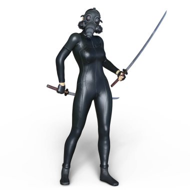 Süper kadın fencer 3d cg render