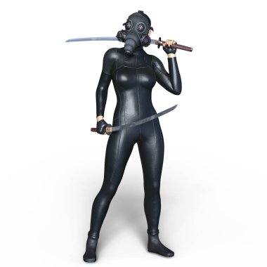 Süper kadın fencer 3d cg render