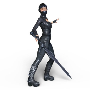 Süper kadın fencer 3d cg render