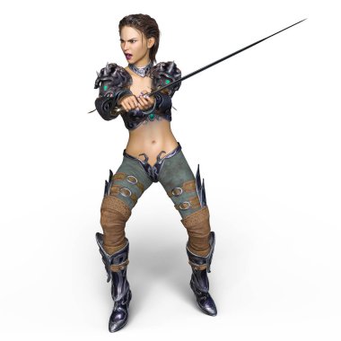 bir kadın şövalye 3d cg render