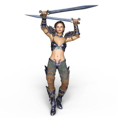 bir kadın şövalye 3d cg render