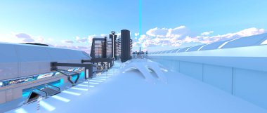 gelecek şehir 3d cg işleme