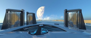 gelecek şehir 3d cg işleme