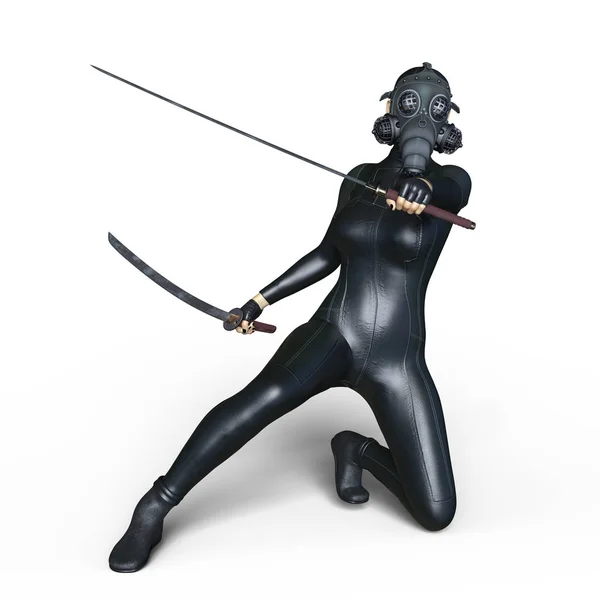 3D CG rendering of a super woman fencer — Stock Photo, Image