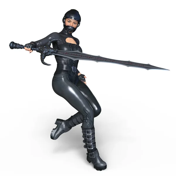 3D CG rendering of a super woman fencer — Stock Photo, Image