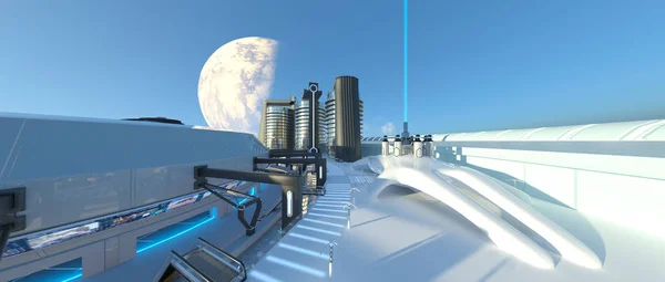 3D-cg rendering van de toekomstige stad — Stockfoto