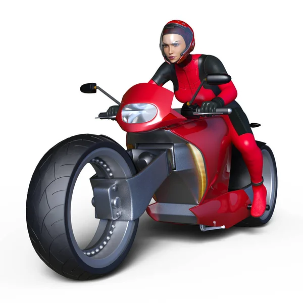 3D CG рендеринг супер-женщины всадника — стоковое фото