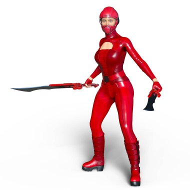 Süper kadın fencer 3d cg render