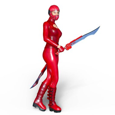 Süper kadın fencer 3d cg render