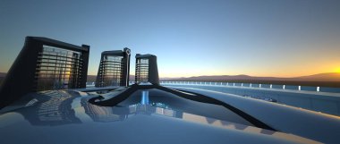 gelecek şehir 3d cg işleme