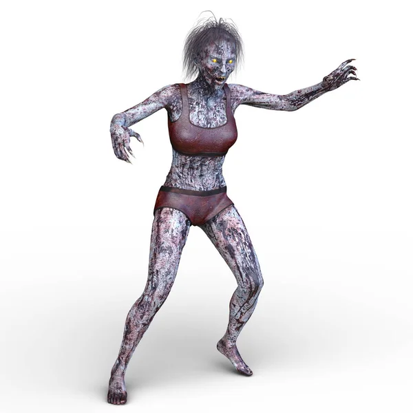 3D cg-rendering av en kvinnlig zombie — Stockfoto