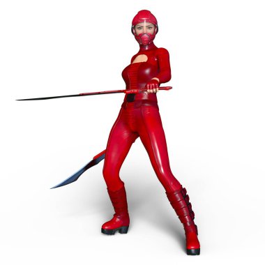 Süper kadın fencer 3d cg render