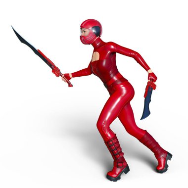 Süper kadın fencer 3d cg render