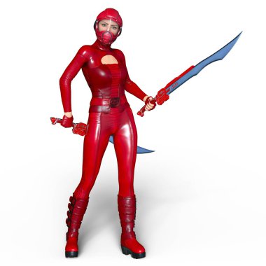 Süper kadın fencer 3d cg render