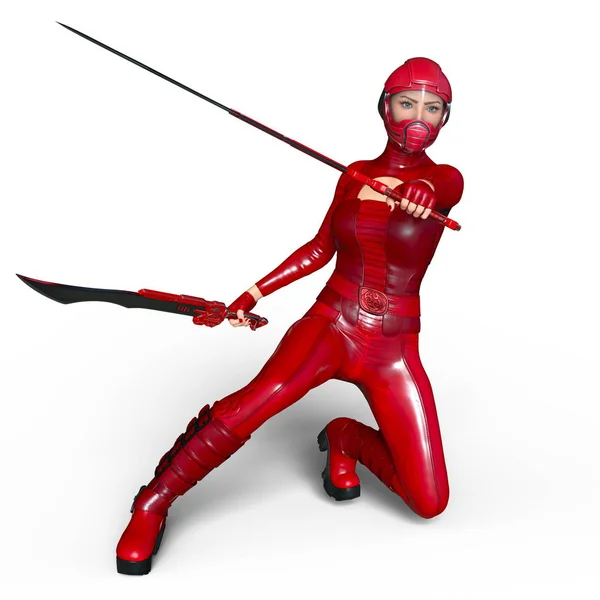 3D CG rendering of a super woman fencer — Stock Photo, Image