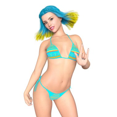 bir bikini kadının 3d cg işleme