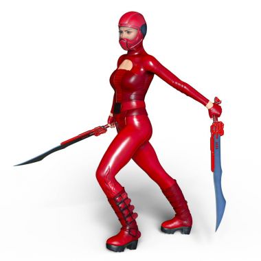 Süper kadın fencer 3d cg render