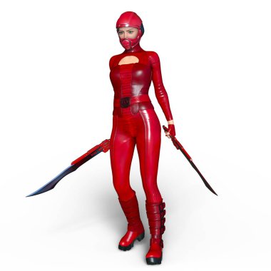 Süper kadın fencer 3d cg render