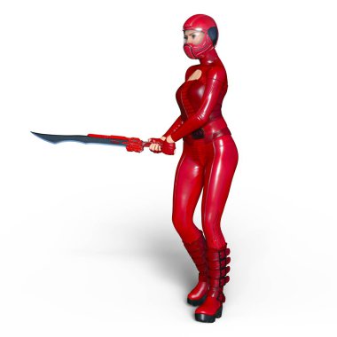 Süper kadın fencer 3d cg render